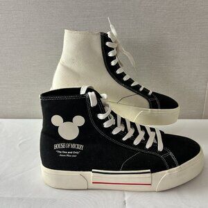 Mens BERSHKA House of Mickey Sz 42 US 10 Black & White Hi Top Sneakers